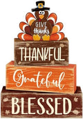 4 Pcs Thanksgiving Decor for Home Thankful Turkey Table Centerpiece Signs by Quzzil