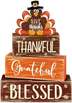 4 Pcs Thanksgiving Decor for Home Thankful Turkey Table Centerpiece Signs by Quzzil