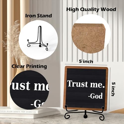 Home Decor, Farmhouse Shelf Decor For Living Room, Boho Aesthetic Table Decorations, Christian Gifts For Women Men, Entryway Tv Stand Fireplace Mantle Coffee Table Decoration (trust-02) - Image 2