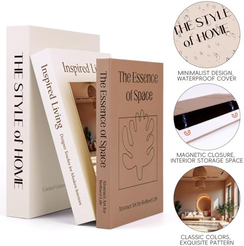 XKDOUS 3 Pack Decorative Books for Home Decor Coffee Table Faux Book Boxes - Image 6