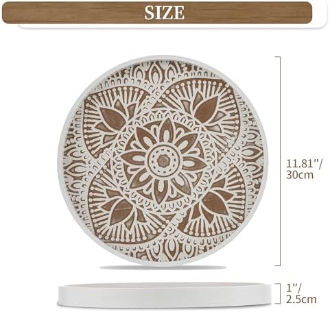 Hanobe Round Boho Decorative Tray for Coffee Table, Mandala Pattern Finish - Image 5
