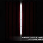 Blackout Curtains 52 x 120 Inch Long Burgundy Red Curtains Set of 2 Panels Room - Image 3