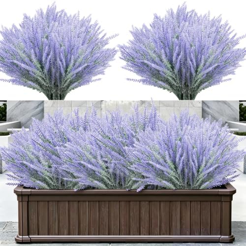 12 Bundles Artificial Lavender Faux Lavender Plants Fake Flower-Gray Purple by %E3%80%90Qutciiv%E3%80%91