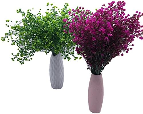 CATTREE Artificial Shrubs Bushes, Plastic Fake Green Plants for Wedding Indoor Decor Home Garden Verandah Kitchen Office Table Centerpieces Arrangements Christmas Decoration Fuchsia 4 pcs - Image 5