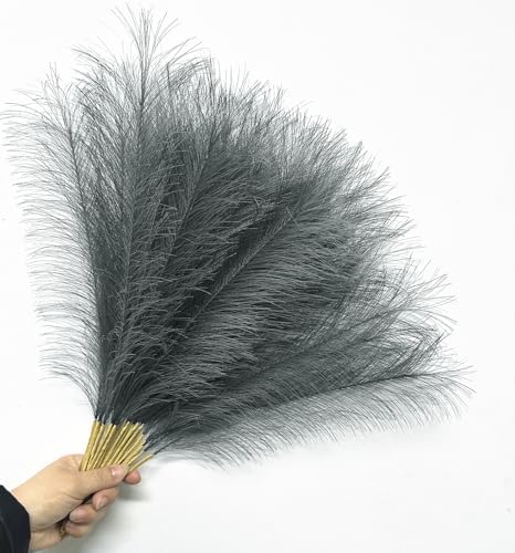 Fake Pampas Grass Artificial Fluffy Reeds Flowers Stem, Grey 18 Inch 30 Pcs - Image 6