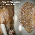 Elephant Wood Statue Home Decor Boho Tribal Carved Accent - Image 5