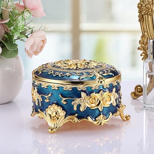 Hipiwe Large Jewelry Box Antique Trinket Keepsake Organizer Gift for Women - Image 5
