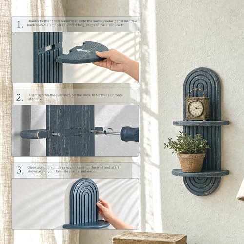 Plant Wall Shelf for Wall Decor: Hanging Plant Shelf for Planter, DenimBlue - Image 5