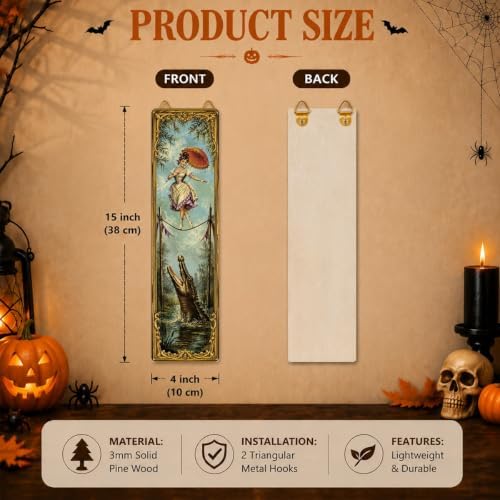 Vintage Halloween Sign,4 Pcs Halloween Hanging Signs,Rustic Wood Wall Decor - Image 2