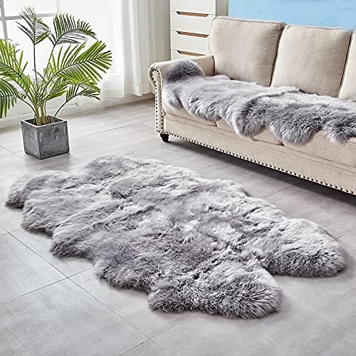 HUAHOO Premium Genuine Sheepskin Rug Grey Real Australia Sheepskin Natural by HUAHOO