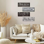 Joyhawk 4 Pieces Home Wall Decor Signs, THIS IS US/TOGETHER/BLESS THIS HOME/FAMILY Wall Decor For Living Room Bedroom, Rustic Wooden Farmhouse Wall Art Decor, 4.7 x 13.8 Inch(Mixed Color) - Image 4