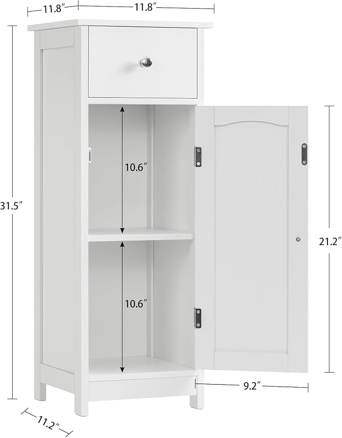 Iwell Bathroom Floor Cabinet, Small Bathroom Storage Cabinet - Image 3