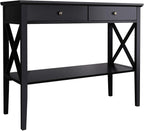 ChooChoo Console Table with Drawers, Narrow Wood Accent Sofa Table Entryway - Image 7