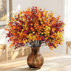 30PCS Fall Artificial Flowers Baby Breath, Burgundy & Orange Fall Flowers - Image 5