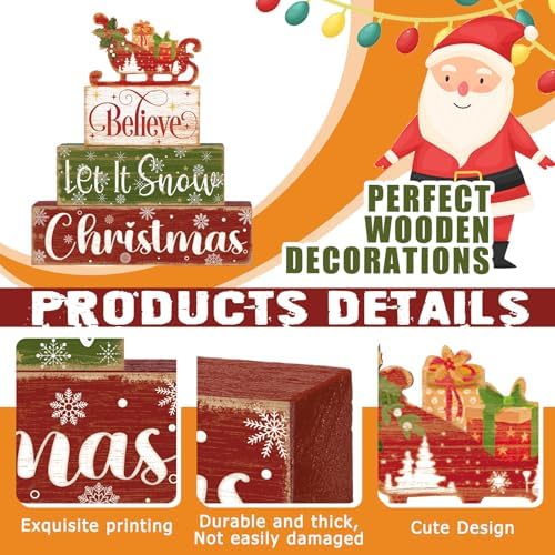 Moucuny 4 Pcs Christmas Sled Table Decorations - Image 3