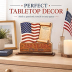 KATINAT 250 Anniversary USA Merchandise, USA 250th Anniversary Wooden Plaque Desk Sign with USA Flag, Patriotic Decorations, 4th of July Decorations, 1776-2026 Decor - Image 5