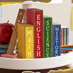Lineshading 4 Pcs Back To School Table Decorations Subject Wooden Book - Image 2