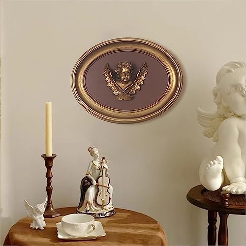 S-MANTIS Vintage Wall Sculpture, Antique Pediment, Hallway Wall Art, Hand Painted Wall Decoration With Intricate Cherub Wings Centerpiece, Gallery, Unique Gift (Antique Gold- Cherub) - Image 3
