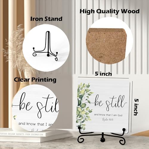 Home Decor, Farmhouse Be Still And Know That I Am God Shelf Decor For Living Room, Christian Gifts For Women Men, Entryway Tv Stand Fireplace Mantle Coffee Table Decoration (Still-10) - Image 2