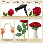 22 Pcs Artificial Red Roses with Stems - Realistic Velvet Faux Flowers Bulk, Fake Roses for Wedding Centerpieces & Home Decor(Red) - Image 4
