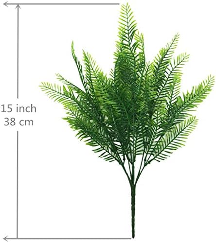 CATTREE Artificial Shrubs, Plastic Plants Bamboo Grass Fake Green Bushes Greenery Leaves Wedding Indoor Outdoor Home Garden Verandah Office Table Centerpieces Arrangements Decoration 4 Bunches - Image 4