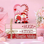 Geelin 4 Pcs Valentine Day Gnome Table Decoration Wooden Book Stack Signs - Image 2