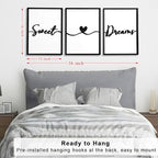 3D Wood Sweet Dreams Wall Decor Above Bed Decors, Bedroom Wall Art 36x16”, Black Wall Decor for Bedroom (12x16 inches, Set of 3, Framed) - Image 5