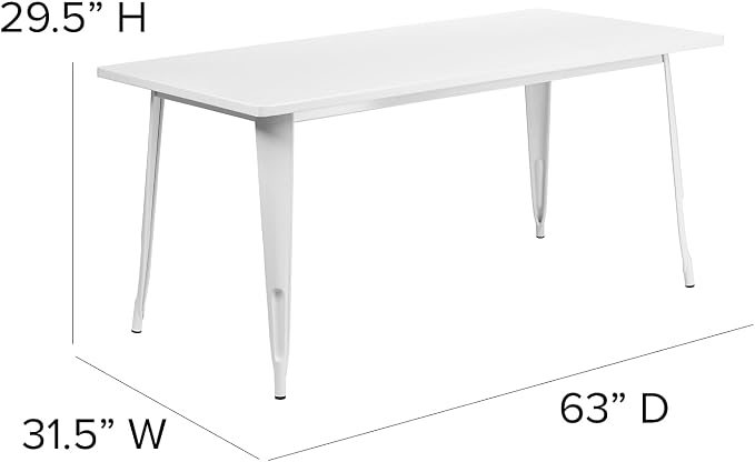 Flash Furniture Charis Commercial Grade 31.5" x 63" Rectangular White Metal - Image 3
