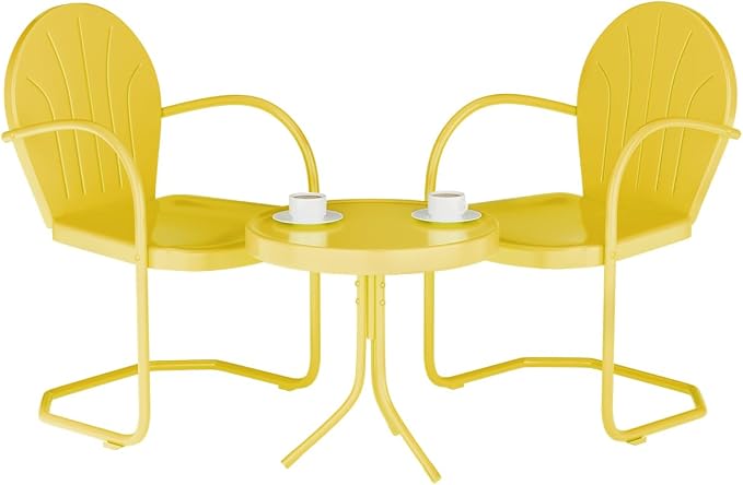 Patio Bistro Set Retro Metal Outdoor Seating Set Conversation Set 3 Pieces - Image 4