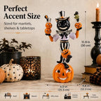 Vintage Halloween Black Cat Pumpkin Figurine, Circus Table Decor - Image 2