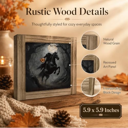 Headless Horseman Wood Plaque Sign, Halloween Gothic Shelf Art Decor 50 - Image 3