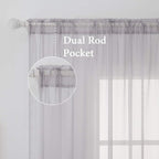 MIULEE 2 Panels Grey Sheer Curtains - Image 2