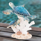 Sea Turtle Decor Figurine Blue Turtles Swimming on Coral Reef Base Beach House Coastal Decor - Image 6
