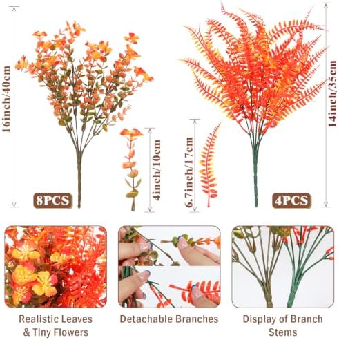RECUTMS Fall Artificial Flowers for Outdoors,Orange Fake Flowers Plants - Image 2