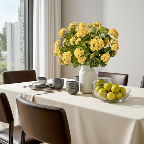 Artificial Geranium Flowers for Outdoors 19.6" Geraniums Artificial Flowers Realistic Faux Geraniums for Outdoor Planters Silk Geranium Indoor Fake Flowers Porch Home Decor No Vase (4PCS，Yellow) - Image 3