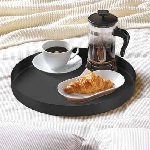 Black Round Decorative Serving Tray,12 Inch Metal Platter for Coffee Table Centerpiece, Circle Tray Counter and Dining Table Decor - Image 6