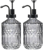Amolliar 12 Oz Glass Soap Dispenser with Plastic Pump,Dark Grey,2 Pack by Amolliar