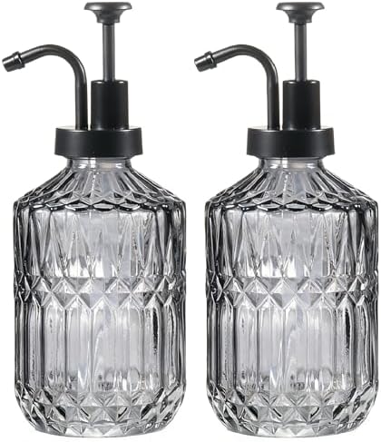 Amolliar 12 Oz Glass Soap Dispenser with Plastic Pump,Dark Grey,2 Pack by Amolliar