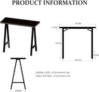 Industrial Rustic 41.3" Height Solid Pine Wood Top Pub Bar Table Bar Height - Image 2