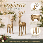 Thyle 2 Pcs Christmas Reindeer Figurines Decor, 9"x 6" Resin Standing Deer - Image 3