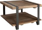 Modesto 27-Inch Square Coffee Table – Solid Wood and Metal Accent Industrial by AlaterreFurniture