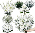 91Pcs White Artificial Delphinium Flowers 6 Kinds Floral Arrangements Set by ZYTHREM