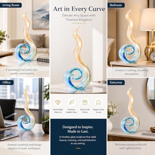11.4" Tall Hand-Blown Glass Flame Sculpture Art Figurines Home Decor Coffee Ornament Statue - Image 5