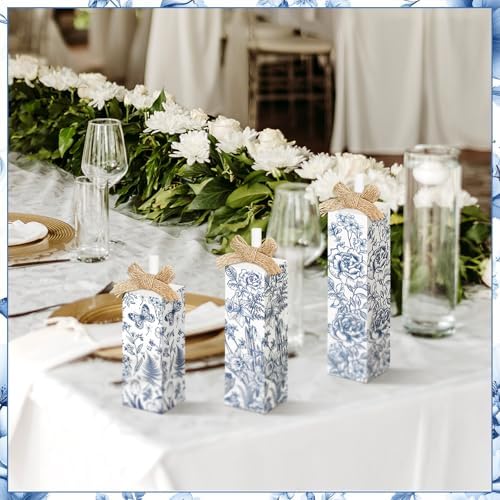 MiniInflat Chinoiserie 3 Pcs Table Decor, Wooden Block Sign Tiered Tray - Image 4