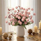 Mixed 10 Pcs Artificial Pompon Mum Set-8 Chrysanthemum & 2 Rose Red Daisy, Pink Silk Faux Flower for Vase Fall Floral Arrangements Wedding Centerpiece DIY Home Indoor Outdoor Decor (No Vase) - Image 3