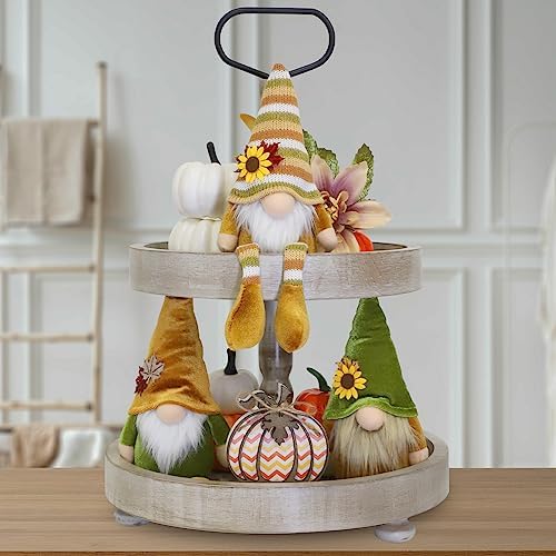 DAZONGE 3PCS Gnome Plush for Fall Decor, Harvest Gnomes Tiered Tray Decor - Image 3