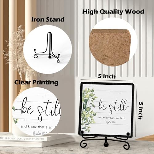 Home Decor, Farmhouse Be Still And Know That I Am God Shelf Decor For Living Room, Christian Gifts For Women Men, Entryway Tv Stand Fireplace Mantle Coffee Table Decoration (Still-12) - Image 2