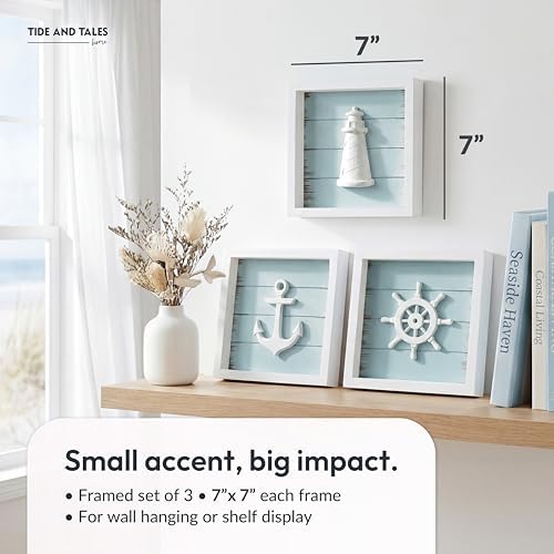 Tide and Tales Nautical Wall Decor, Bathroom Wall Art, Set of 3, Sea Salt - Image 5