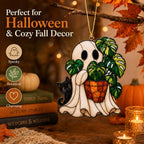 Halloween Ghost Monstera Ornaments, Flat Acrylic Decor, 3.94 Inch - Image 7