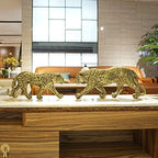 Modern Polyresin Cheetah Figurine Home Décor Realistic Antique Classical Leopard Statues Living Room Decor Ornament Figures，Gold 7.1" H…… - Image 6